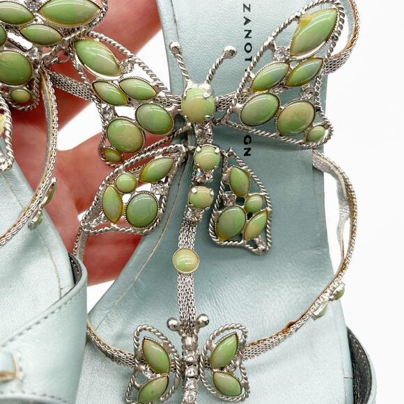 Giuseppe Zanotti Vintage y2k Light Blue Butterfly Strappy Heeled Sandals size 7 - Picture 10 of 14